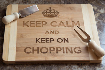 Personalised Bamboo Chopping Board Keep Calm…, 2 of 4