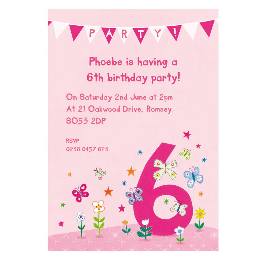 Personalised Sixth Birthday Party Invitations By Made By Ellis 