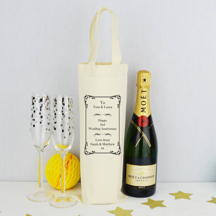 Personalised 50th Birthday Bottle Bag Champagne Wine Birthday Gift Any Colour