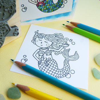 Colouring In Mermaid Rubber Stamp, 2 of 4