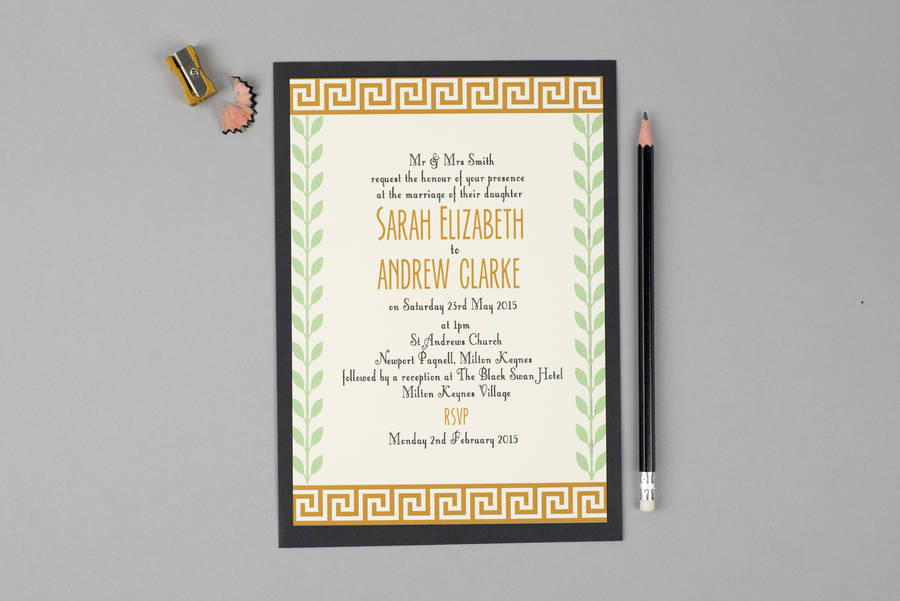 Grecian Wedding Invitation By Geri Loves Emi Paper Co Grecian Wedding Invitation