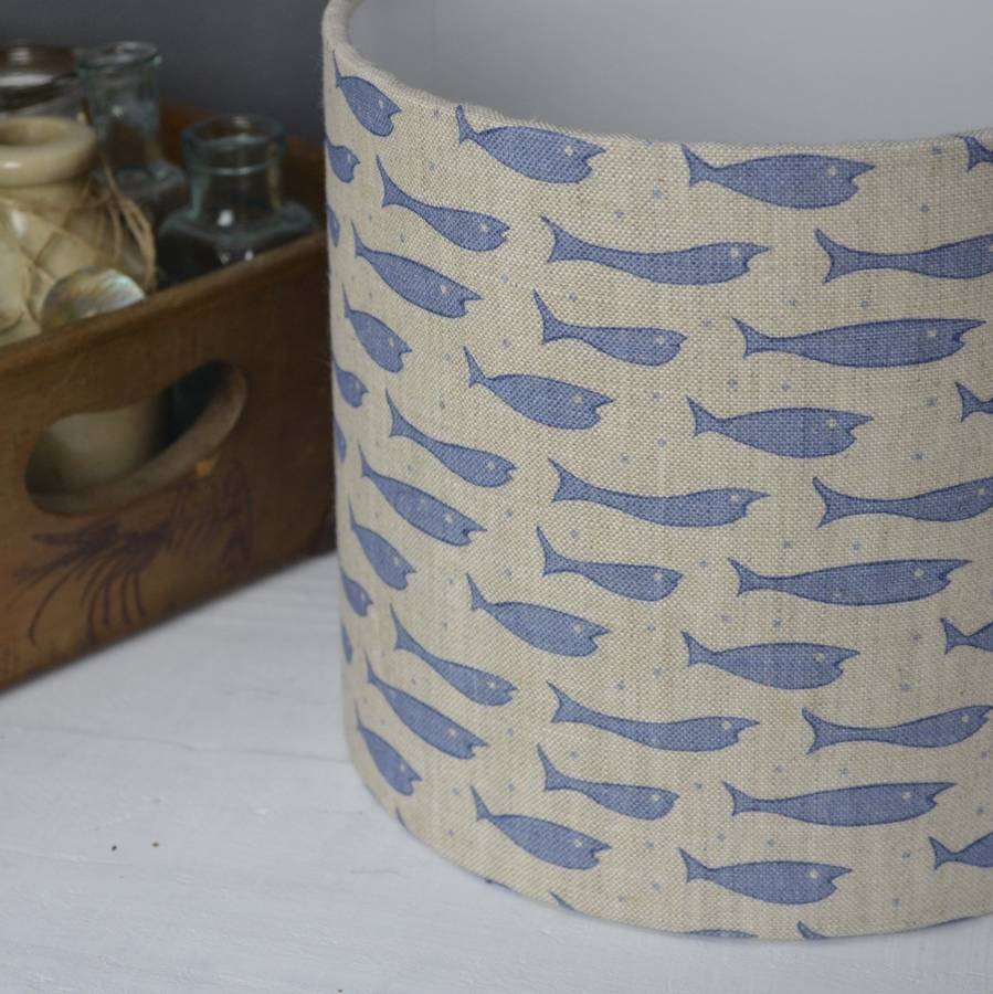 Little Fish Linen Drum Lampshade By Lolly Boo Notonthehighstreet Com Little Fish Linen Drum Lampshade