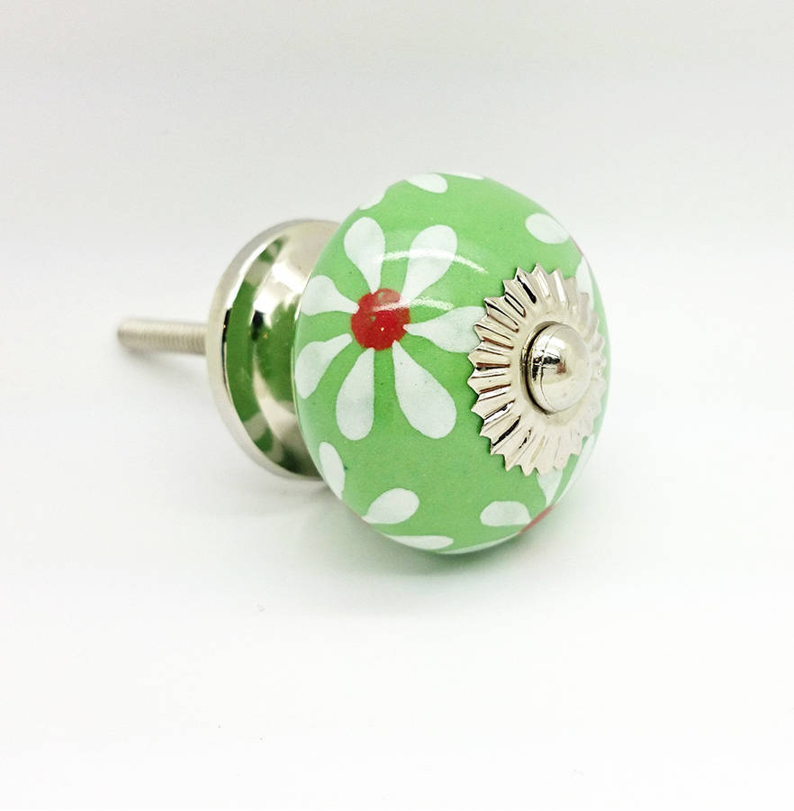 Flowers Ceramic Door Knob Kitchen Cupboard Pull Handle By G Decor