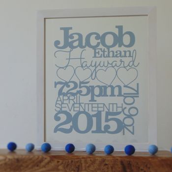 Personalised Baby Birth Details Papercut, 3 of 7