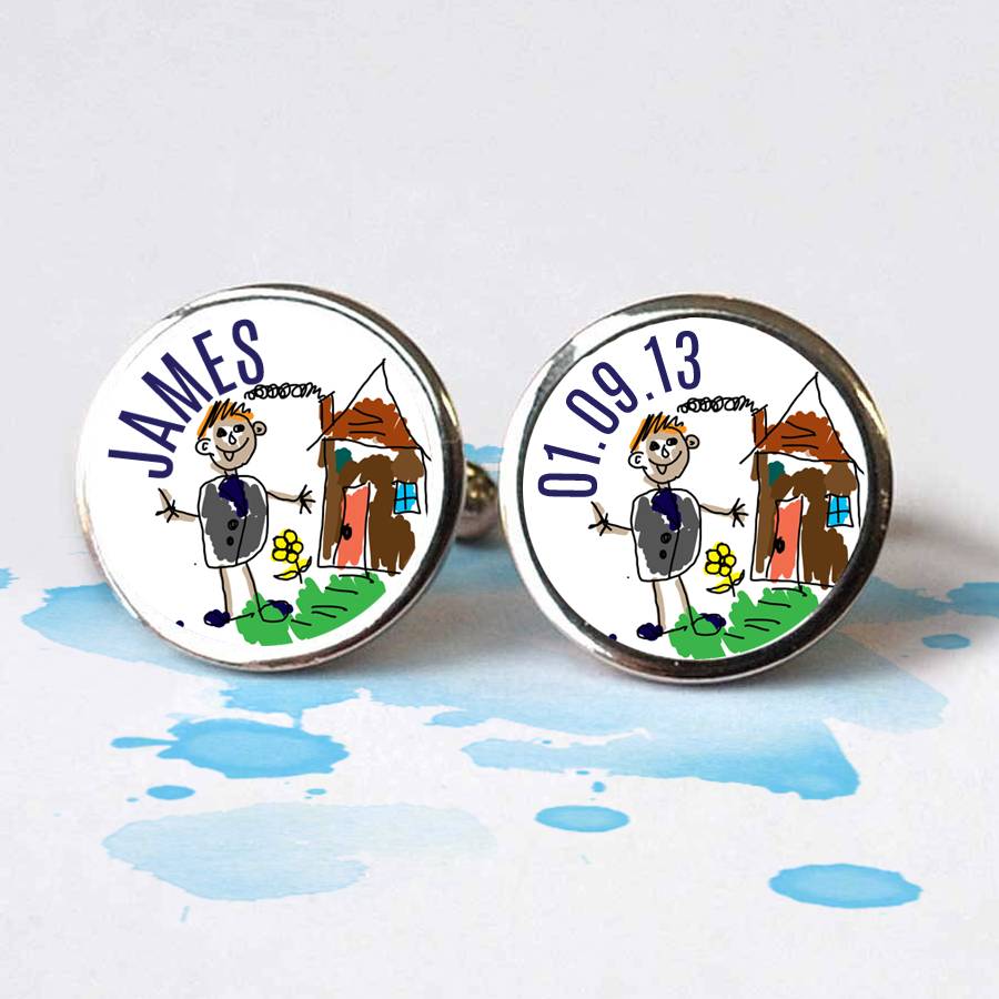 Image of Hand Made Cufflinks Personalised With Child's Art