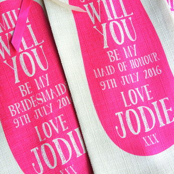 Personalised 'Will You Be My Bridesmaid?' Bottle Bag, 2 of 6