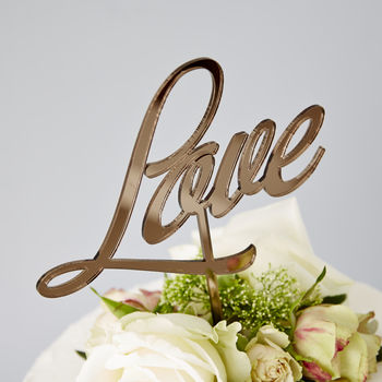 Elegant 'Love' Wedding Cake Topper, 5 of 5