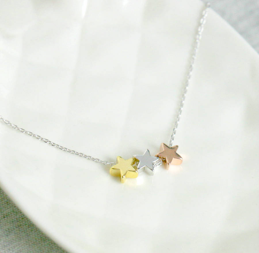 Three Star Necklace In Gold, Rose And Silver By Little Nell ...