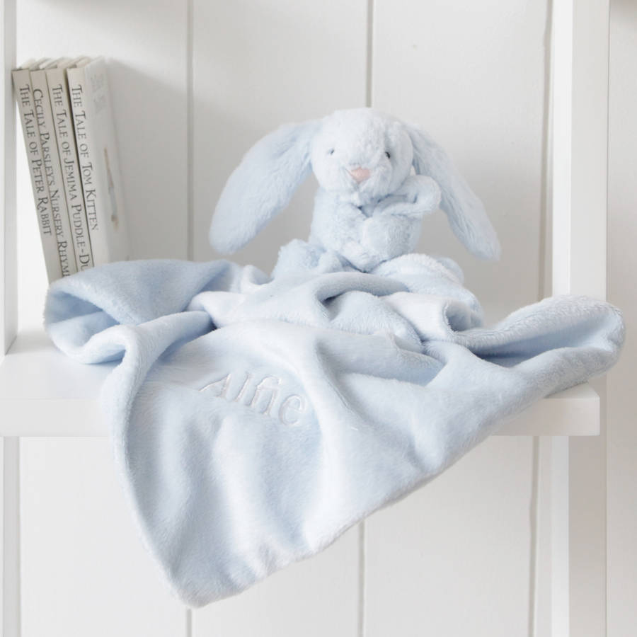 Personalised Blue Bunny Baby Comforter By My 1st Years