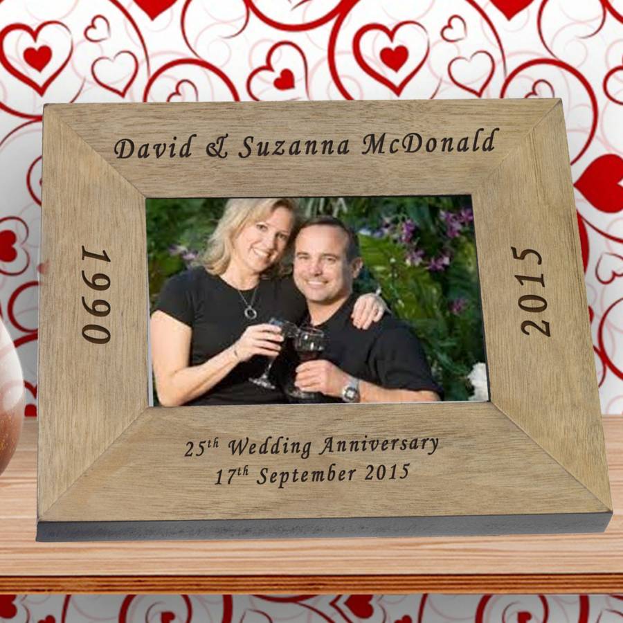 25th Silver Anniversary Personalised Picture Frame By Chalk And Cheese