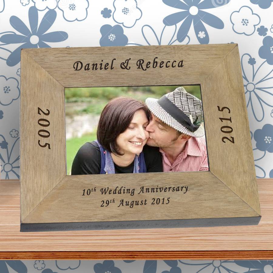 10th Wedding Anniversary Personalised Picture Frame By Chalk And Cheese