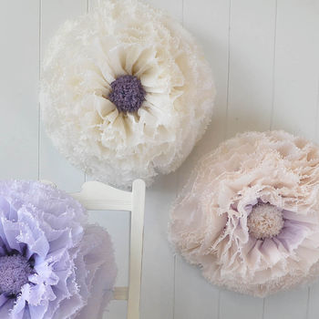 Three Ivory, Lilac And Champagne Paper Flowers, 2 of 6