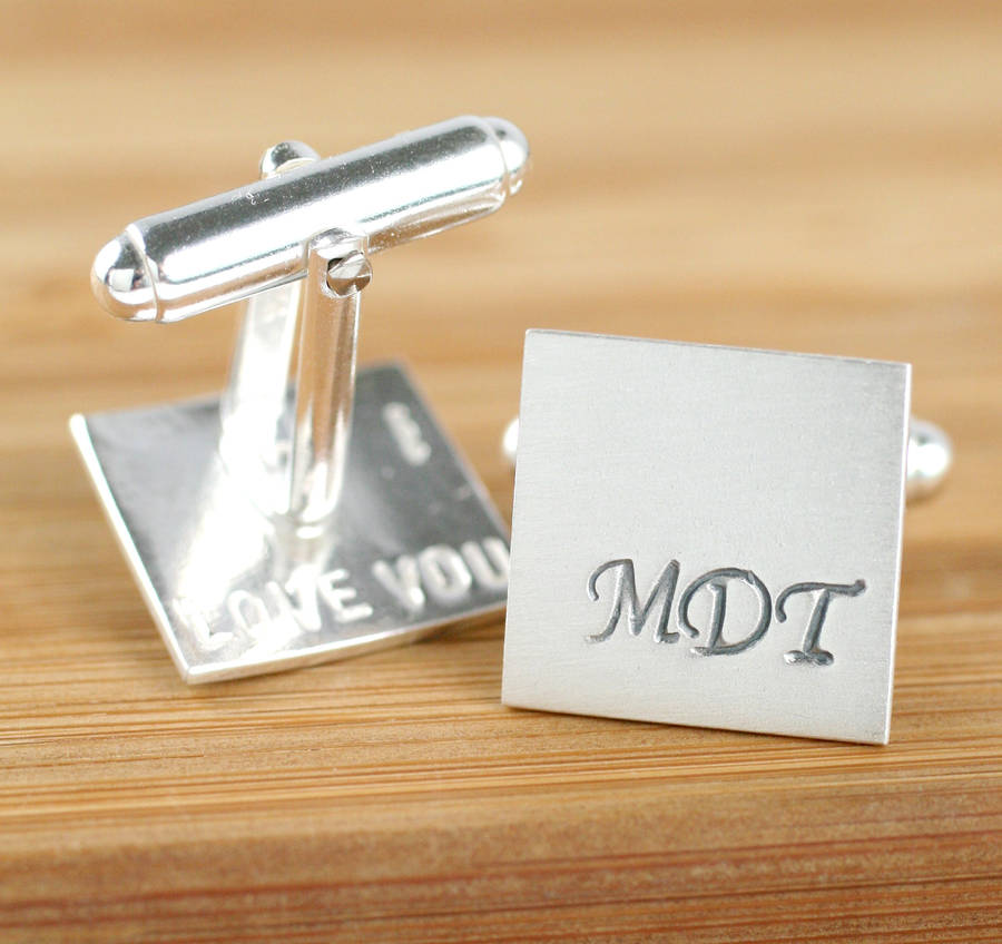 personalised silver wedding monogram cufflinks by louy magroos ...