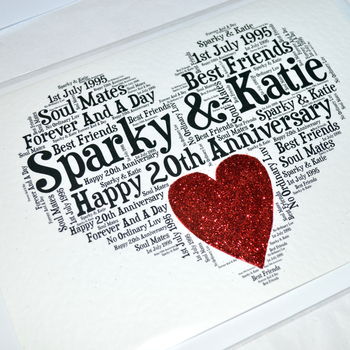 Personalised 20th Wedding Anniversary Love Sparkle Card, 6 of 12