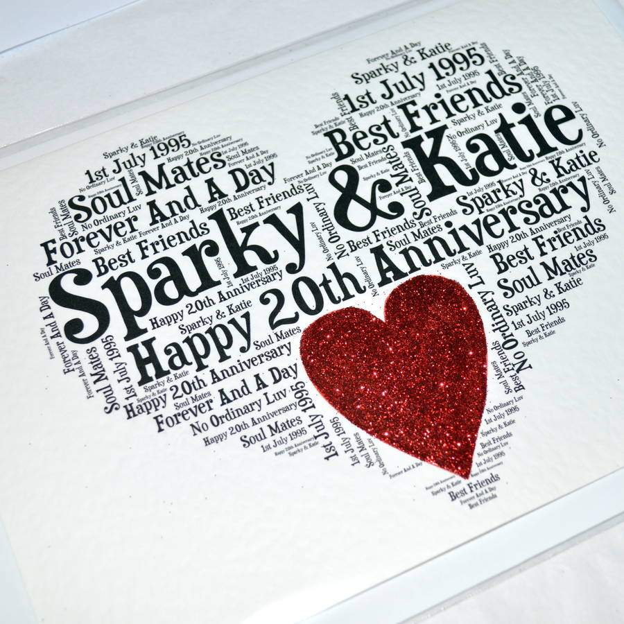 personalised 20th wedding  anniversary  love  sparkle card  by 