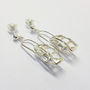 Silver Drop Earrings With Domed Oval Charms, thumbnail 1 of 3