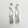 Silver Drop Earrings With Domed Oval Charms, thumbnail 2 of 3