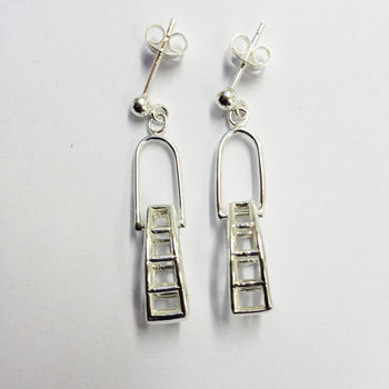 Silver Drop Earrings With Domed Oval Charms, 2 of 3