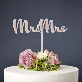 Calligraphy Mr And Mrs Wedding Cake Topper, 2 of 5