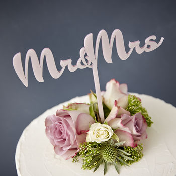Calligraphy Mr And Mrs Wedding Cake Topper, 5 of 5