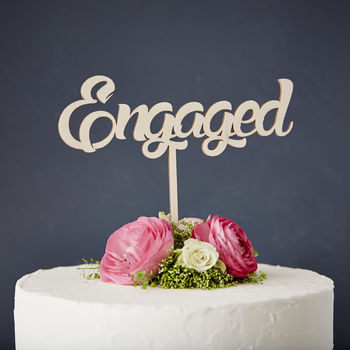 'Engaged' Wooden Cake Topper, 2 of 5