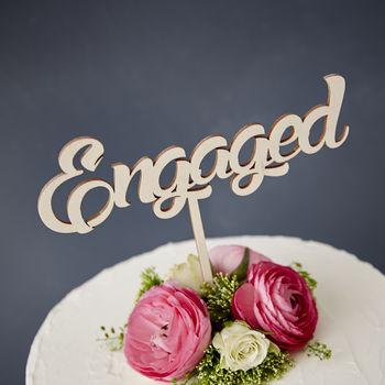 'Engaged' Wooden Cake Topper, 3 of 5