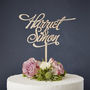 Elegant Personalised Couples Wooden Wedding Cake Topper, thumbnail 2 of 5