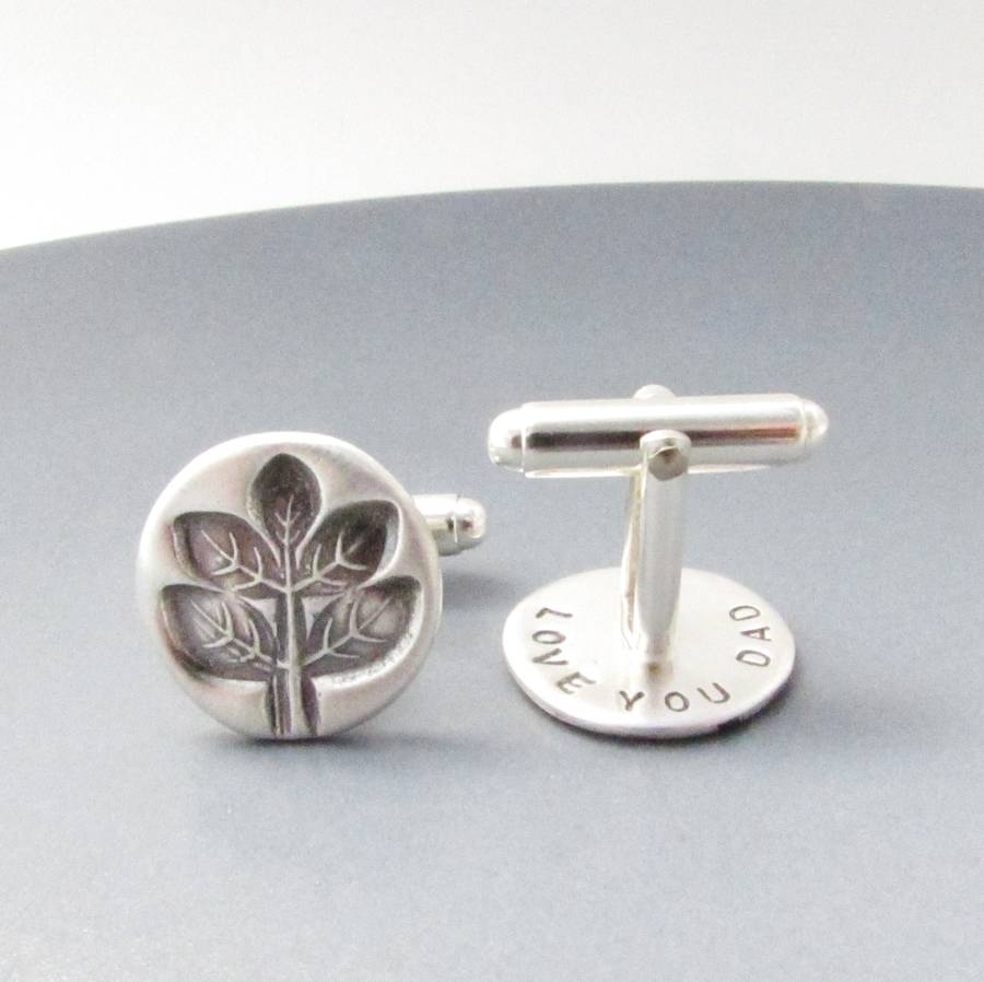Image of Silver Tree Cufflinks With A Secret Message, Silver