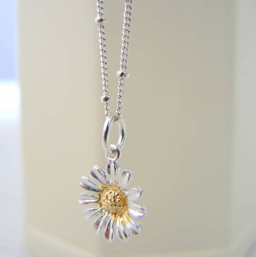 Sterling Silver Daisy Pendant By The Alphabet Gift Shop