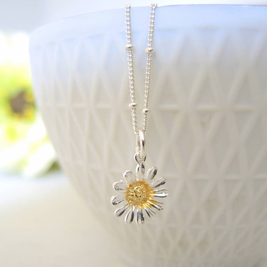 Sterling Silver Daisy Pendant By The Alphabet Gift Shop