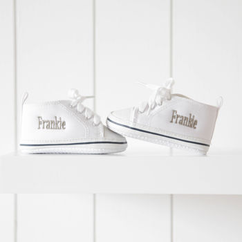 Personalised Unisex White High Top Baby Trainers By My 1st Years | notonthehighstreet.com