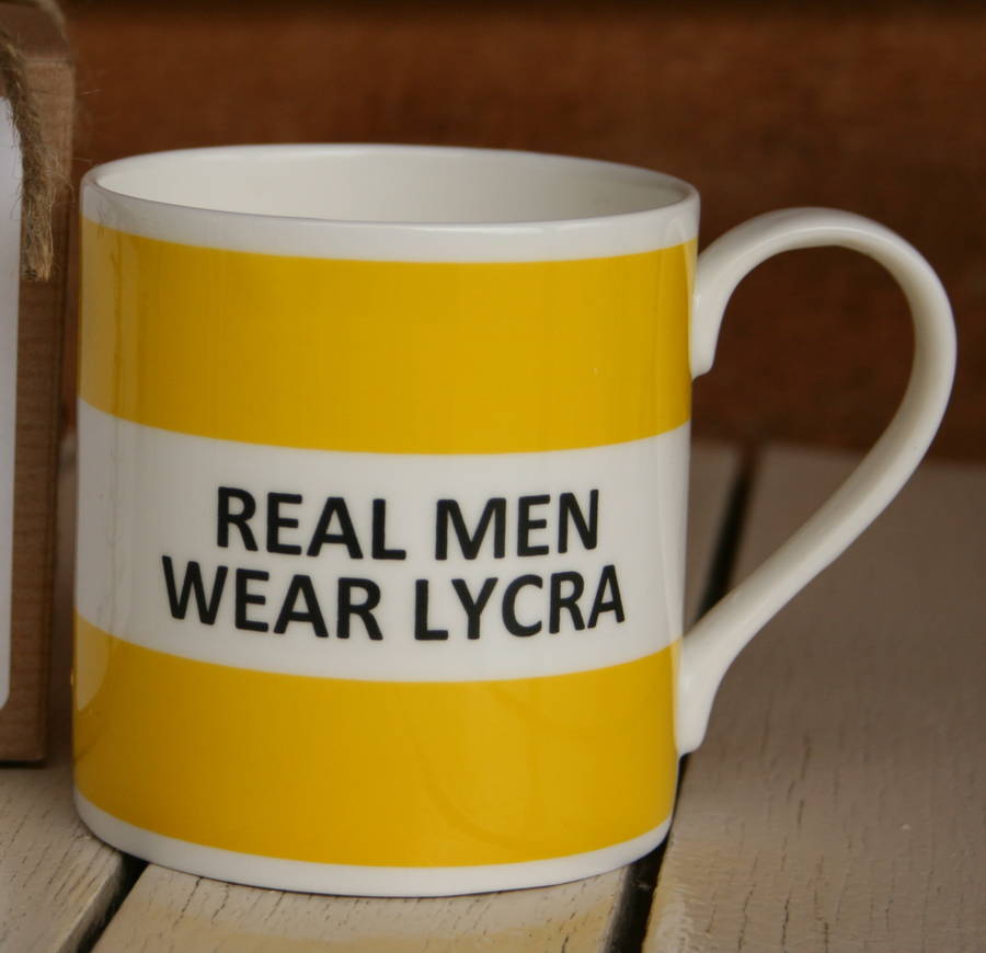 'Real Men Wear Lycra' Fine Bone China Mug, 1 of 3