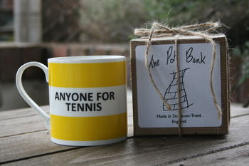 'Anyone For Tennis' Coasters And Fine Bone China Mugs, 3 of 7