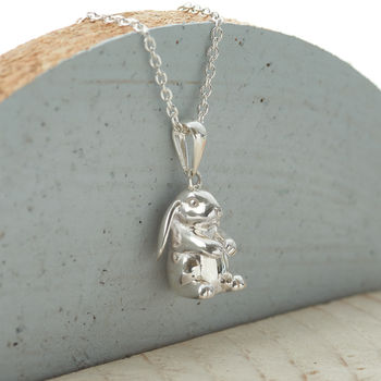 Personalised Sterling Silver Lop Eared Rabbit Necklace, 2 of 6