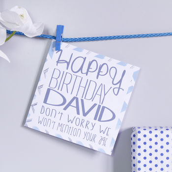 Personalised Blue Chevron Patterned Birthday Card, 2 of 3