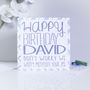 Personalised Blue Chevron Patterned Birthday Card, thumbnail 1 of 3
