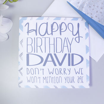 Personalised Blue Chevron Patterned Birthday Card, 3 of 3