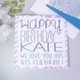 Personalised Pink Chevron Patterned Birthday Card, thumbnail 2 of 2