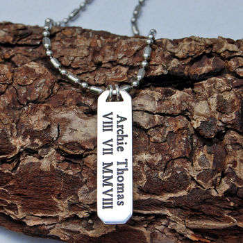 Men's Personalised Silver Vertical Bar Necklace, 10 of 12