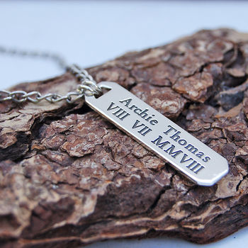 Men's Personalised Silver Vertical Bar Necklace, 12 of 12