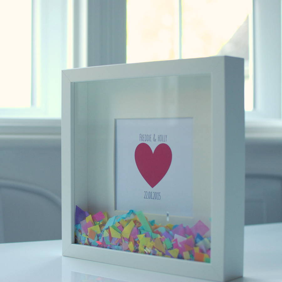 personalised confetti frame by pops of colour