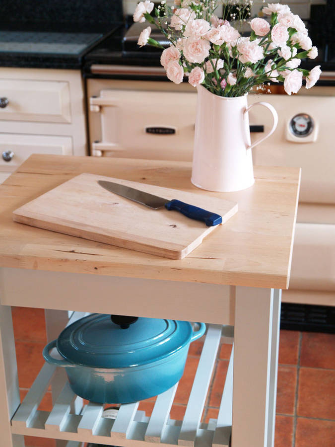 Hand Painted Solid Wood Butcher's Block Kitchen Island By Paper Plane