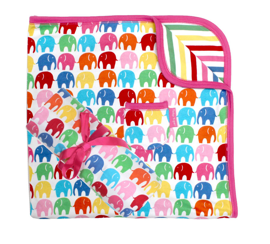 Organic Cotton Printed Multi Elly Baby Blanket/Shawl By Toby Tiger