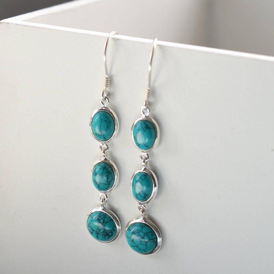 silver or gold long turquoise earrings by martha jackson sterling ...