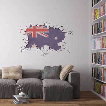 Cracked Wall Flag Of Australia Vinyl Wall Art, 2 of 2