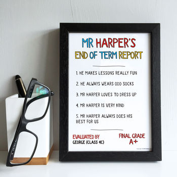 Personalised Teacher End Of Term Report Card Print, 2 of 4