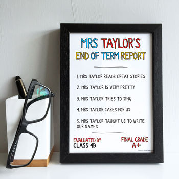 Personalised Teacher End Of Term Report Card Print, 3 of 4