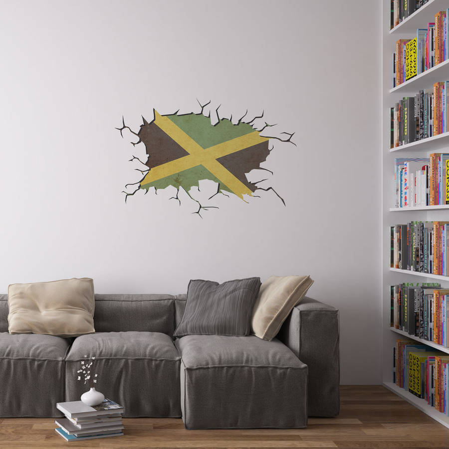 cracked wall flag of jamaica vinyl wall art by vinyl revolution