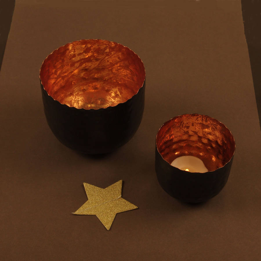 hand crafted copper tea light holder by dibor