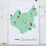 Leicestershire County Map Illustration Print, thumbnail 3 of 6